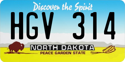 ND license plate HGV314