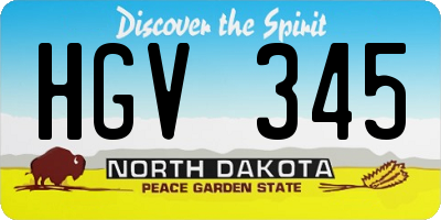 ND license plate HGV345