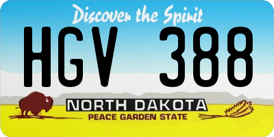 ND license plate HGV388