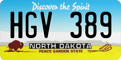ND license plate HGV389