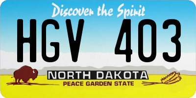 ND license plate HGV403