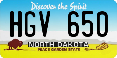 ND license plate HGV650