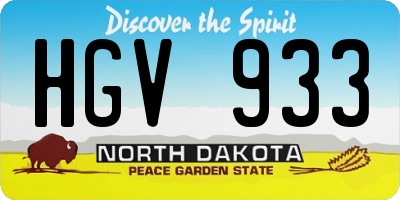 ND license plate HGV933