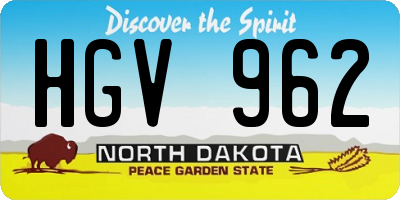 ND license plate HGV962