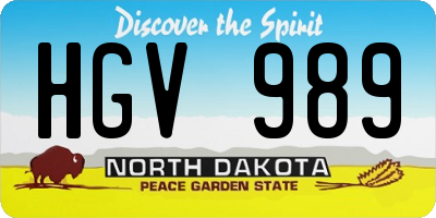 ND license plate HGV989