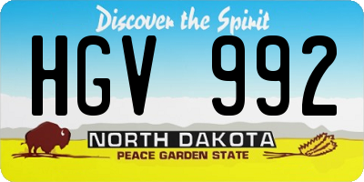 ND license plate HGV992