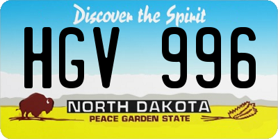 ND license plate HGV996