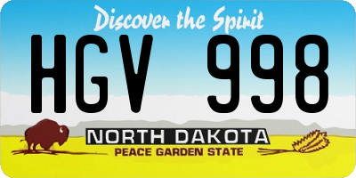 ND license plate HGV998