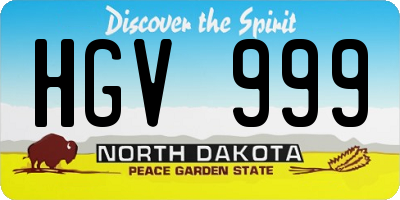 ND license plate HGV999