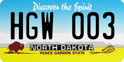 ND license plate HGW003