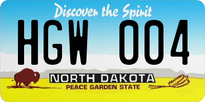 ND license plate HGW004