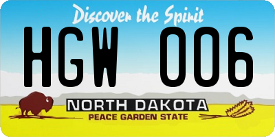 ND license plate HGW006