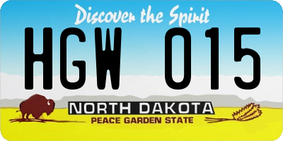 ND license plate HGW015