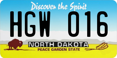 ND license plate HGW016