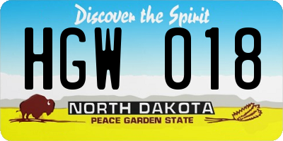 ND license plate HGW018