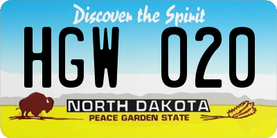 ND license plate HGW020