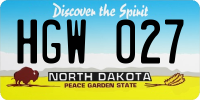 ND license plate HGW027