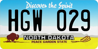 ND license plate HGW029