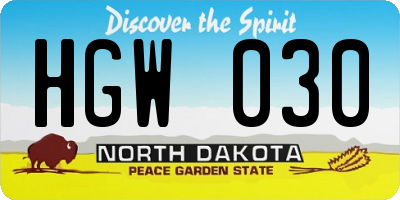 ND license plate HGW030