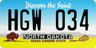 ND license plate HGW034
