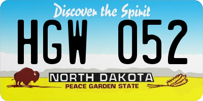 ND license plate HGW052