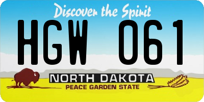 ND license plate HGW061