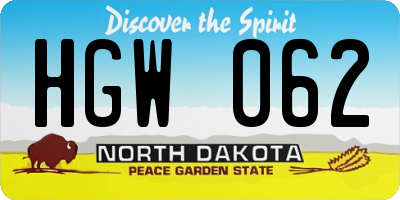 ND license plate HGW062