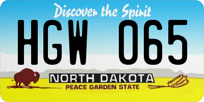 ND license plate HGW065