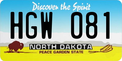 ND license plate HGW081