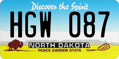 ND license plate HGW087