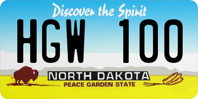 ND license plate HGW100