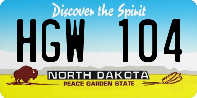ND license plate HGW104