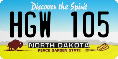ND license plate HGW105