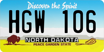 ND license plate HGW106