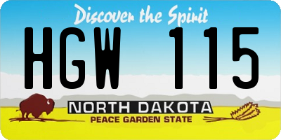 ND license plate HGW115