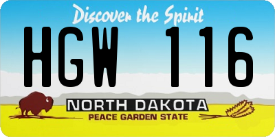 ND license plate HGW116