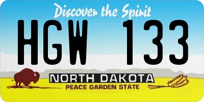 ND license plate HGW133