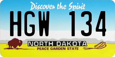 ND license plate HGW134