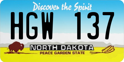 ND license plate HGW137