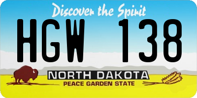 ND license plate HGW138