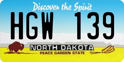 ND license plate HGW139