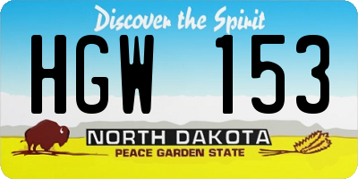 ND license plate HGW153