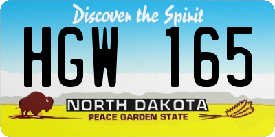 ND license plate HGW165