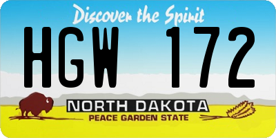 ND license plate HGW172