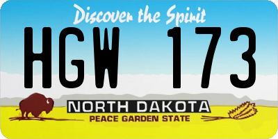 ND license plate HGW173