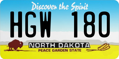 ND license plate HGW180