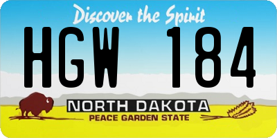 ND license plate HGW184