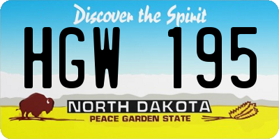 ND license plate HGW195