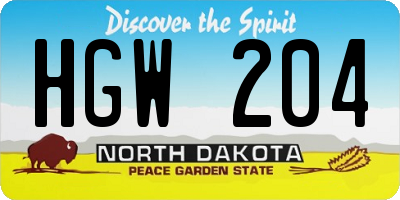 ND license plate HGW204