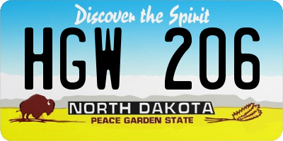 ND license plate HGW206